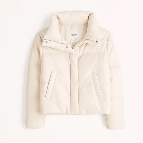 Abercrombie & Fitch Jackets & Blazers - Abercrombie & Fitch Vegan Leather Mini Puffer - Small, Cream